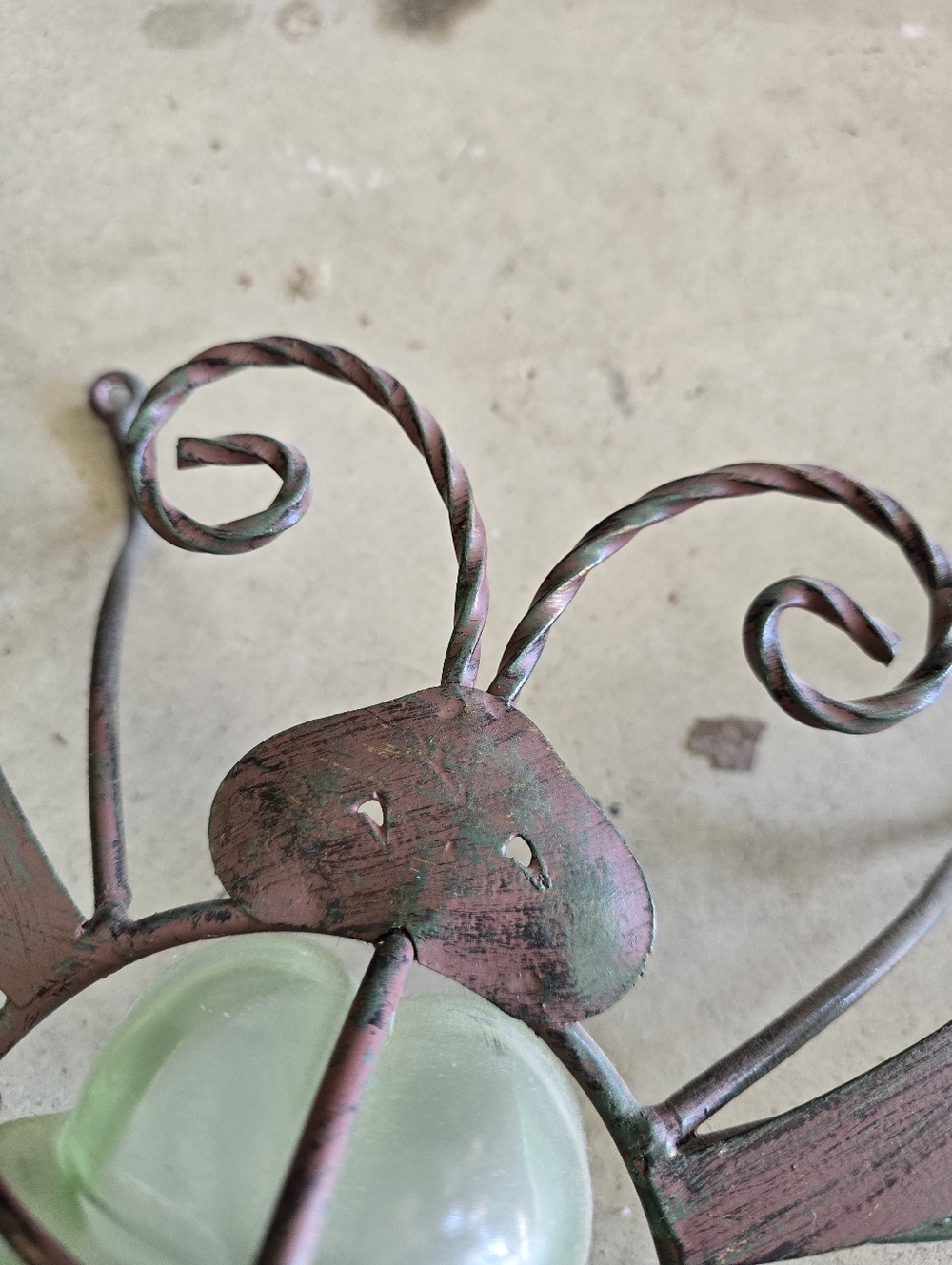 Butterfly Metal Wall Decor w/ Tealight Holder Purple Green 23” x 20” - Picture 10 of 10